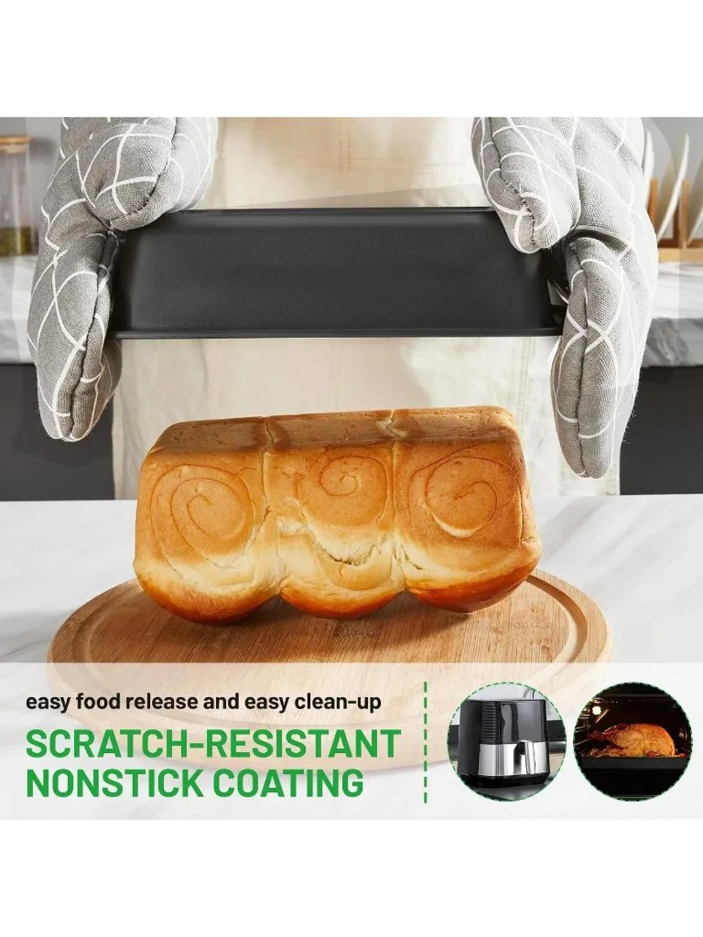 5-Piece Black Baking Sheet Set Including Round/Square Cake Pan Baking Pans Set